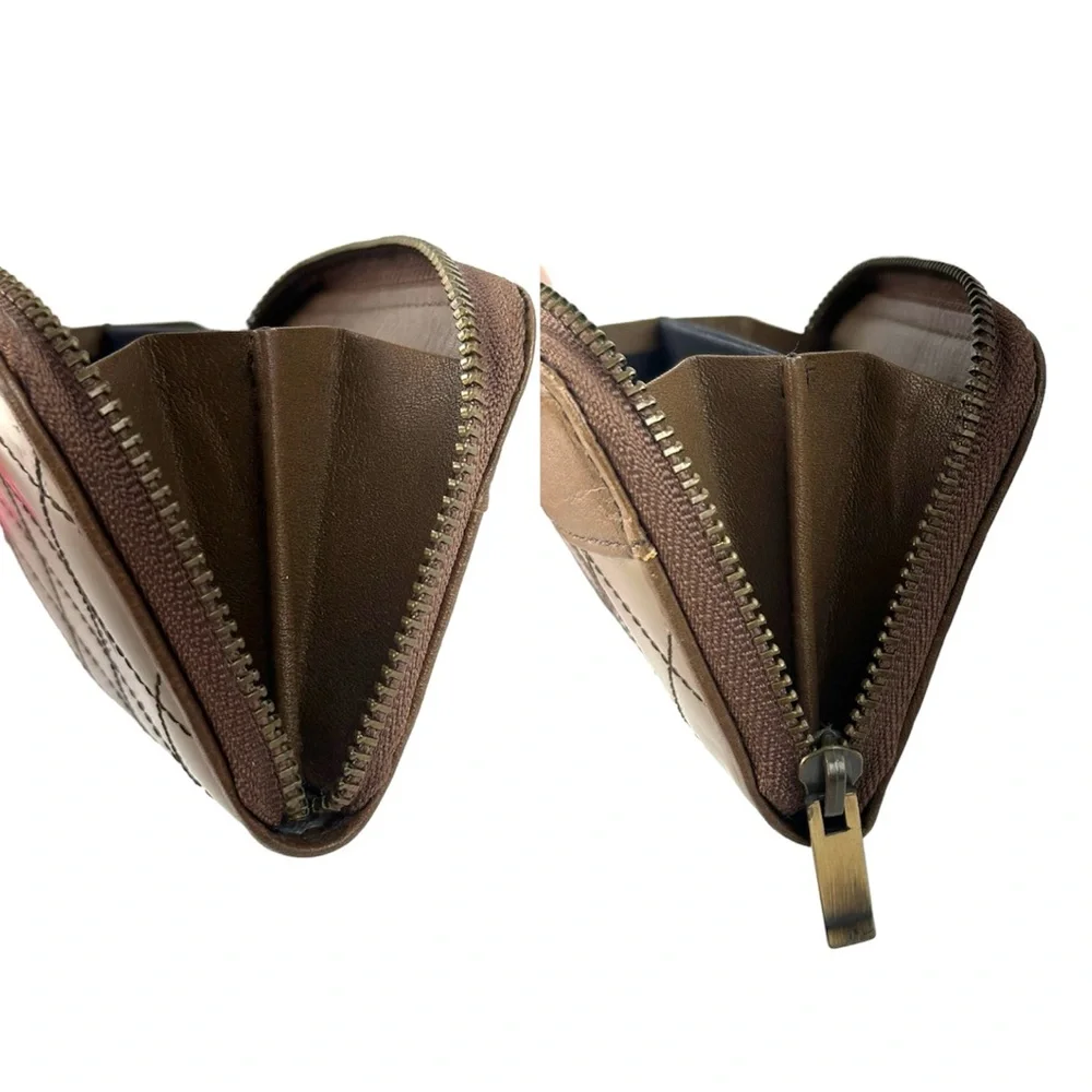 💎BURBERRY Logo Quilted Leather Zip Around Coin Purse Wallet - Picture 7 of 12